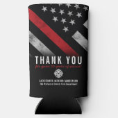 Firefighter Retirement Anniversary Fireman Flag スリム缶クーラー (裏面)