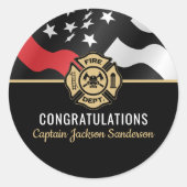 Firefighter Retirement Fire Department Flag ラウンドシール (正面)