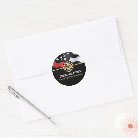 Firefighter Retirement Fire Department Flag ラウンドシール (封筒)