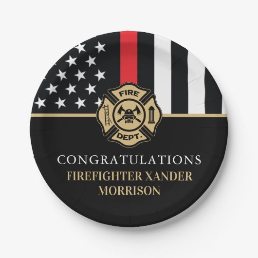 Firefighter Retirement Fire Department Party ペーパープレート (正面)
