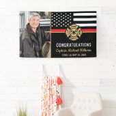 Firefighter Retirement Fireman Red Line Flag Photo 横断幕 (インサイチュ)