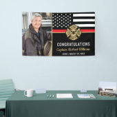 Firefighter Retirement Fireman Red Line Flag Photo 横断幕 (トレードショー)
