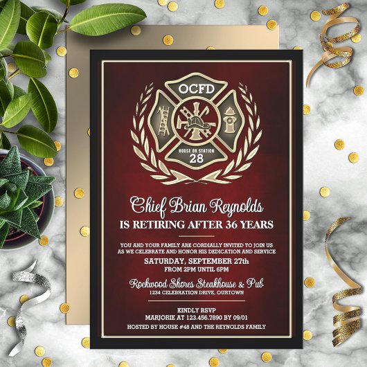 Firefighter Retirement Party Invitation 招待状