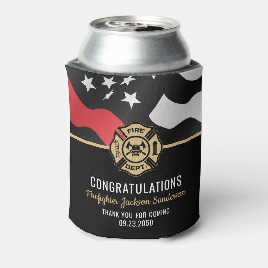 Firefighter Retirement Red Line Flag Fireman 缶クーラー (缶裏面)