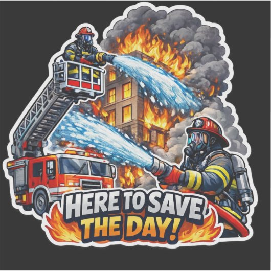 Firefighter Save the Day Sticker シール (正面)