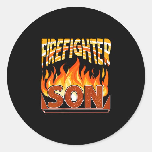 Firefighter Son Fireman Gift Proud Firefighter Quo ラウンドシール (正面)