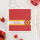 Firefighter Sound The Alarm 1st Birthday スタンダードランチョンナプキン (インサイチュ)