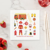 Firefighter Sound The Alarm Birthday スタンダードランチョンナプキン (インサイチュ)