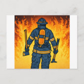 Firefighter Standing Against the Flames ポストカード (正面)