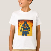 Firefighter Standing Against the Flames Tシャツ (正面)