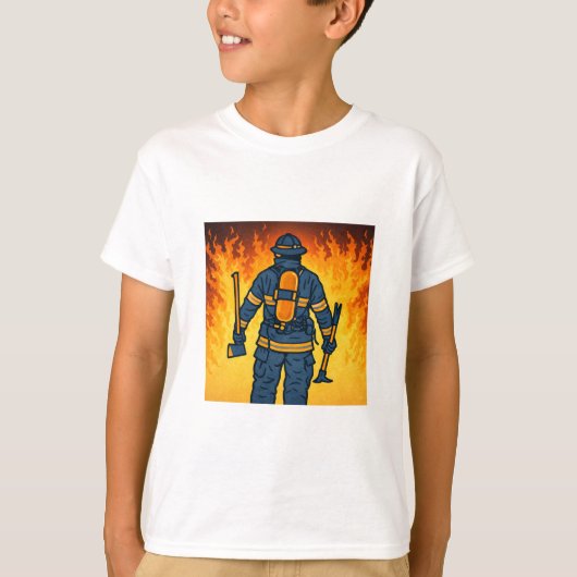 Firefighter Standing Against the Flames Tシャツ (正面)