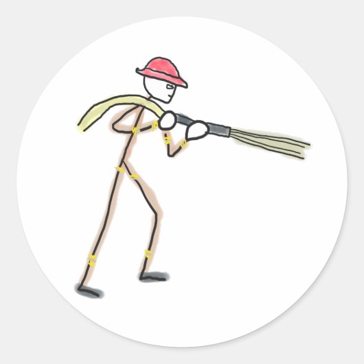 Firefighter Stickman ラウンドシール (正面)