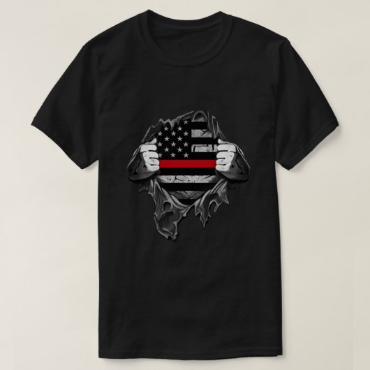 Firefighter Support Patriotic Distressed USA Shirt Tシャツ (デザイン正面)