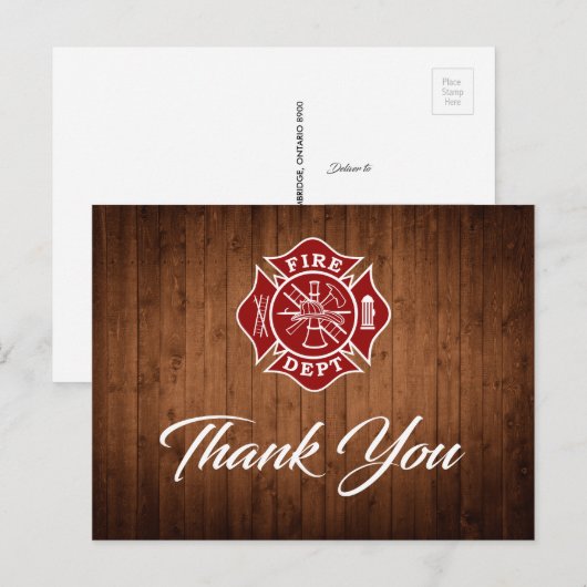 Firefighter Thank You Card ポストカード (正面/裏面)