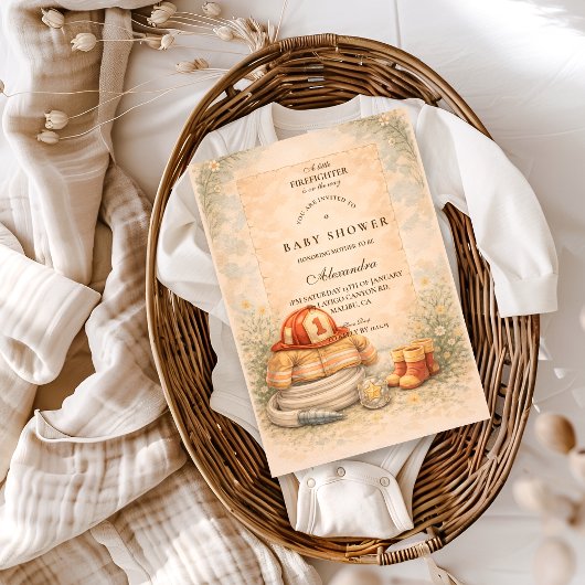 Firefighter Theme Baby Shower 招待状