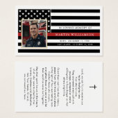 Firefighter Thin Red Line Flag Photo Prayer Card (正面&裏面)