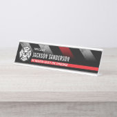 Firefighter Thin Red Line Logo Fire Department デスクネームプレート (正面)