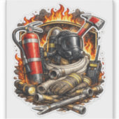 Firefighter Tools Sticker, Fire Rescue Gear Decal, シール (正面)