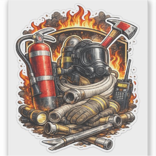 Firefighter Tools Sticker, Fire Rescue Gear Decal, シール (正面)