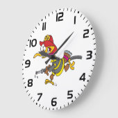 Firefighter Turkey with Hose ラージ壁時計 (傾斜)