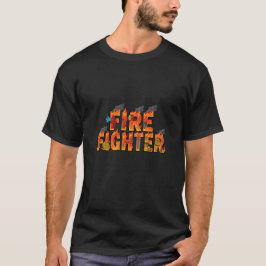 Firefighter Typography Art with Flames & Rescue  Tシャツ