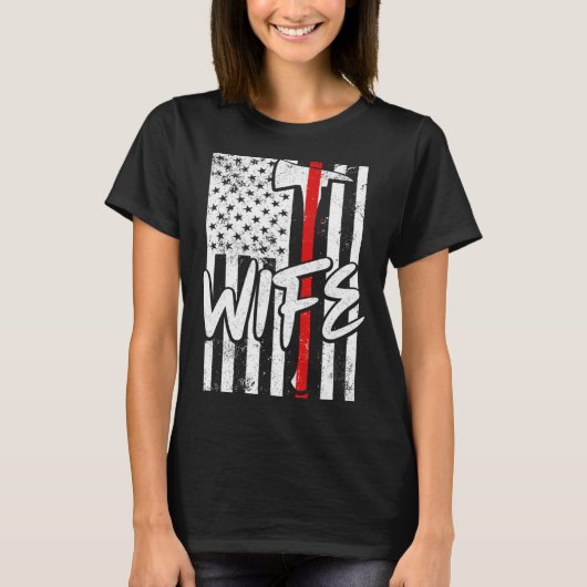Firefighter Wife Fireman s Wife women s thin red l Tシャツ (正面)