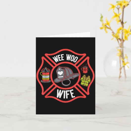 Firefighter Wife Uniform Fireman Fire Department カード (黄色い花)