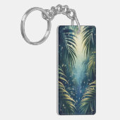Firefly-dotted palm leaves, moonlight, watercolor キーホルダー (正面左)