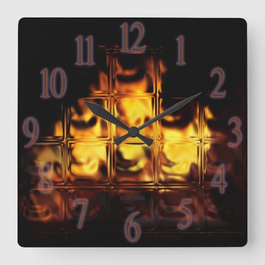 FireGlass スクエア壁時計 (正面)
