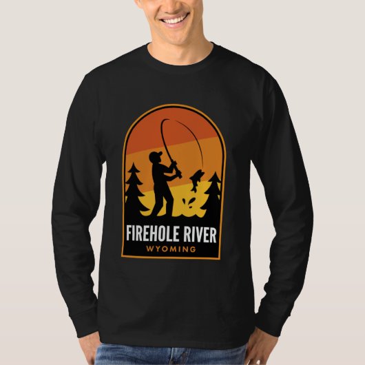 Firehole River Wyoming Fishing Tシャツ (正面)