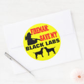 Fireman 救 My Black Labs ラウンドシール (封筒)