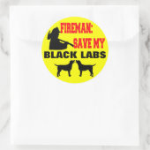 Fireman 救 My Black Labs ラウンドシール (バッグ)