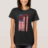 Fireman American Flag Graphics Firefighter Labor D Tシャツ (正面)