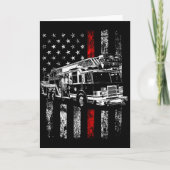 Fireman American Flag Thin Red Line Firefighter  カード (正面)