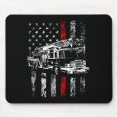 Fireman American Flag Thin Red Line Firefighter  マウスパッド (正面)