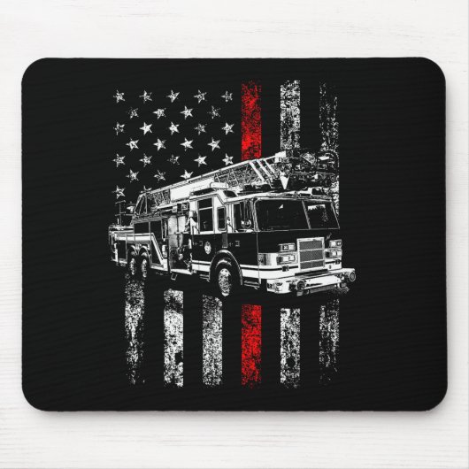 Fireman American Flag Thin Red Line Firefighter マウスパッド (正面)