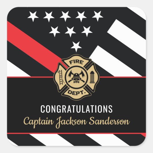 Fireman Fire Department Firefighter Retirement スクエアシール (正面)