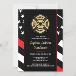Fireman Fire Department Firefighter Retirement マグネット招待状