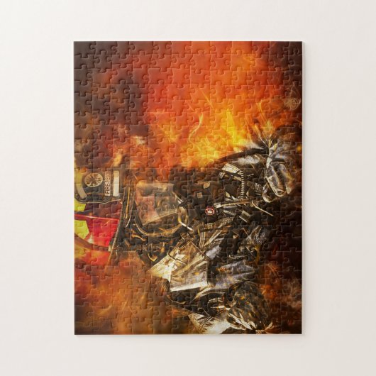 Fireman Firefighter Hero Fire Rescue ジグソーパズル (縦)