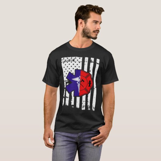 Fireman  for all Fire Heros & Red Line Fans Firefi Tシャツ (正面フル)