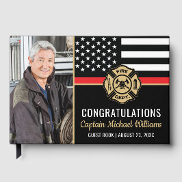 Fireman Photo Red Line Flag Firefighter Retirement ゲストブック