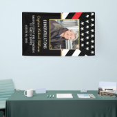 Fireman Photo Red Line Flag Firefighter Retirement 横断幕 (トレードショー)