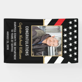 Fireman Photo Red Line Flag Firefighter Retirement 横断幕