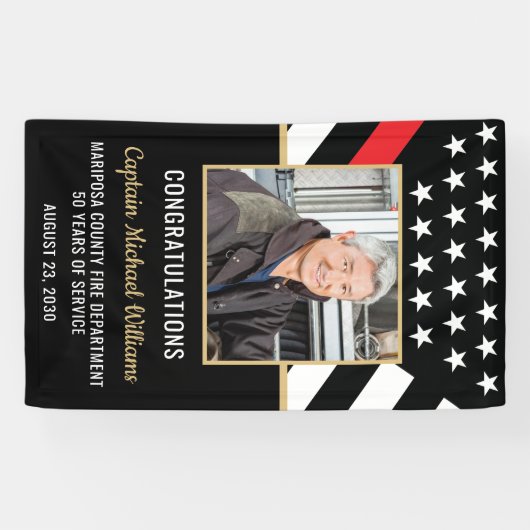 Fireman Photo Red Line Flag Firefighter Retirement 横断幕 (横)