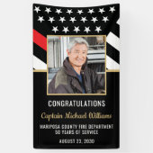 Fireman Photo Red Line Flag Firefighter Retirement 横断幕 (縦)