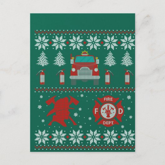 Firemen Firefighter Christmas Ugly Xmas Sweater ポストカード (正面)