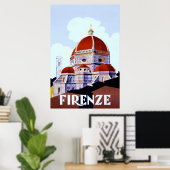 Firenze ~ヴィンテージトラベルイタリアンキャンバス。 ポスター (ホームオフィス)