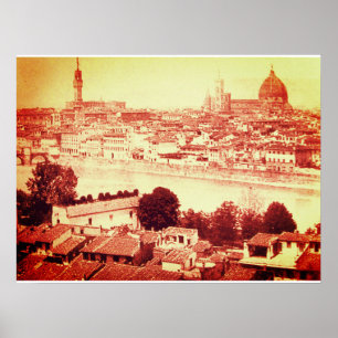 FIRENZE - 1859年 フィレンツェのパノラマビュー アンティーク ポスター