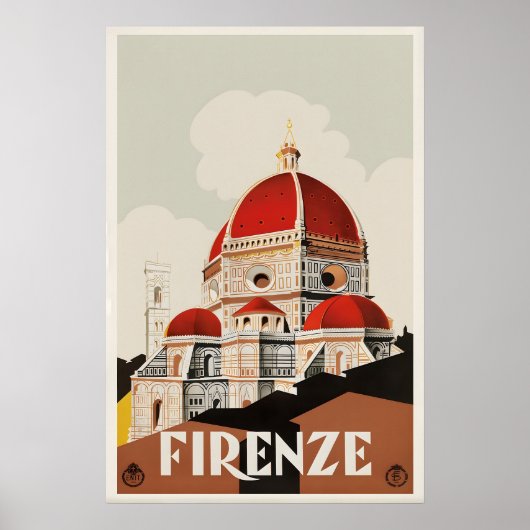 Firenze Italy Vintage Travel Poster Print  Piazza ポスター (正面)