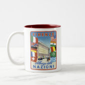 Firenze Nazioni旅行ポスター ツートーンマグカップ (左)
